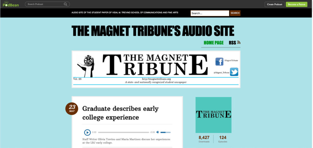 This is an image of a Podbean web page of the Magnet Tribune.