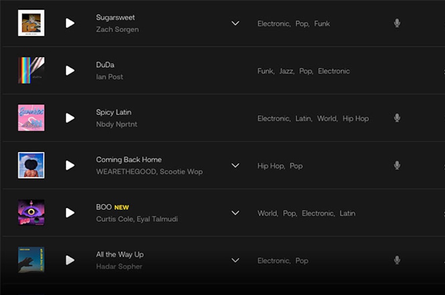 Screenshot of the Artlist Website