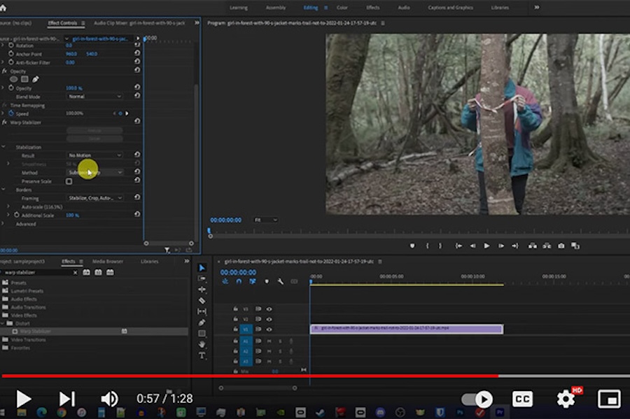 Screenshot of a YouTube video on using Adobe Premiere Pro