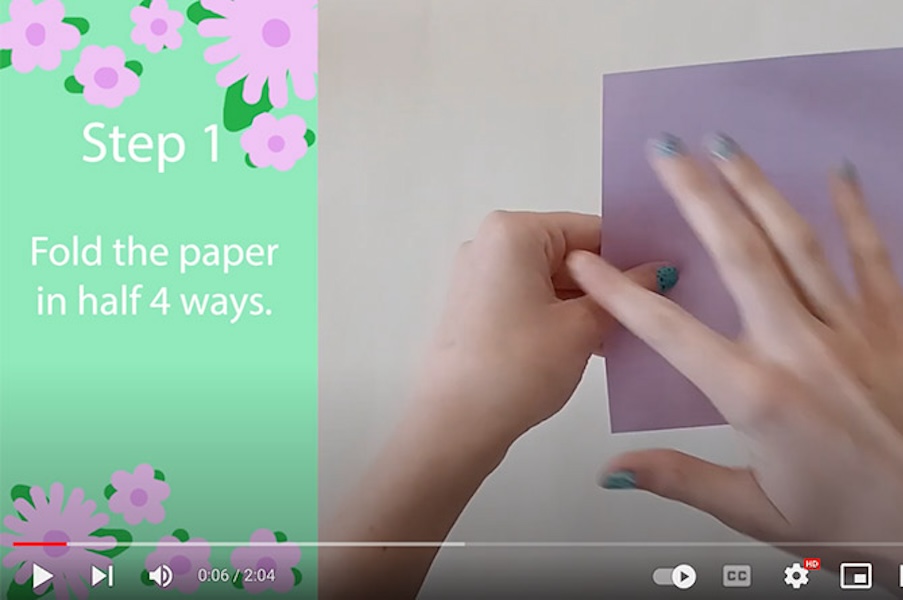 Screenshot of a YouTube tutorial video on making origami