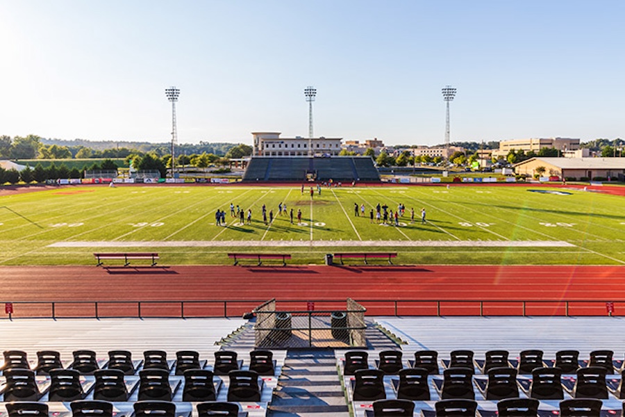 Photo of a high school football stadium