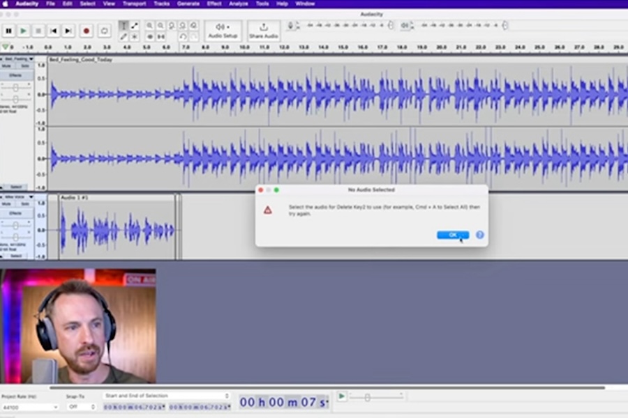 Screenshot of someone using the Audacity program