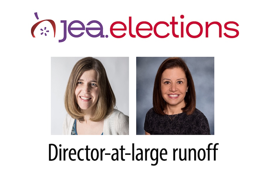 CandidatesRunoff-results JEA Elections, two mugshots, reads Director-at-Large runoff