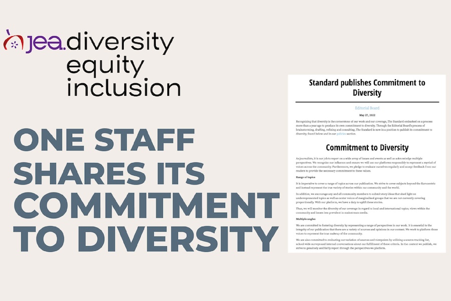 JEA Diversity equity inclusion. One staff shares its commitment to diversity, Image has a document labeled Standard publishes Commitment to Diversity
