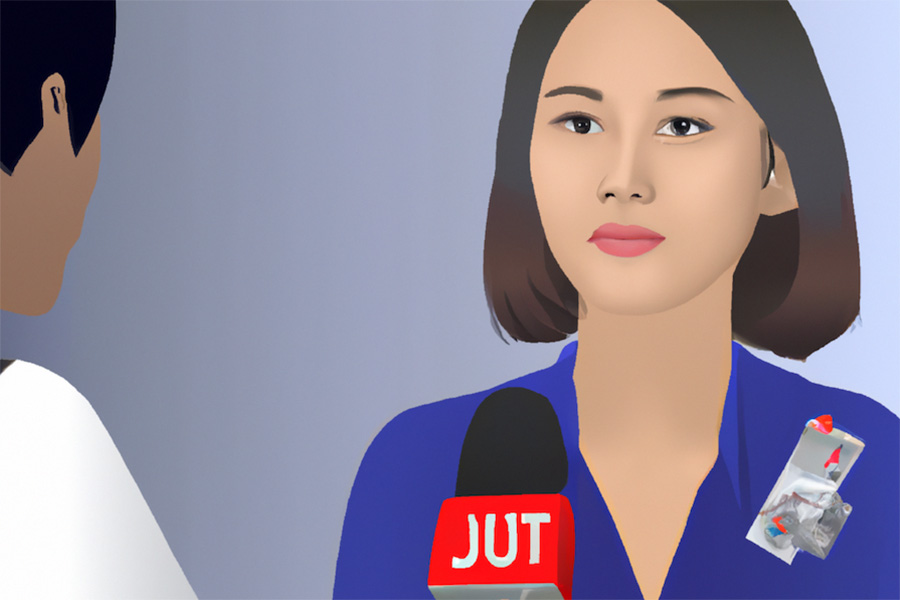 Illustration of a woman being interviewed