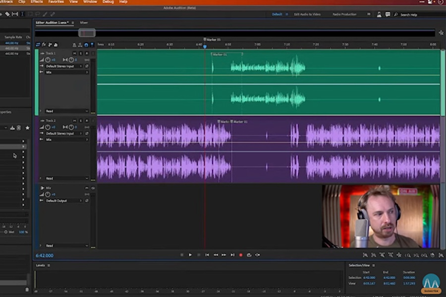 Screenshot of a person using Adobe Audition