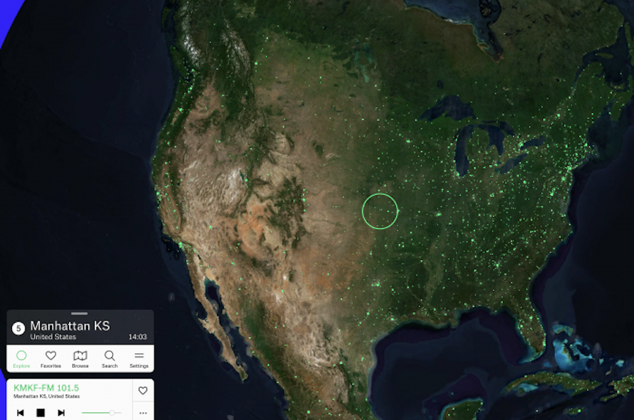 Screenshot of Radio Garden website