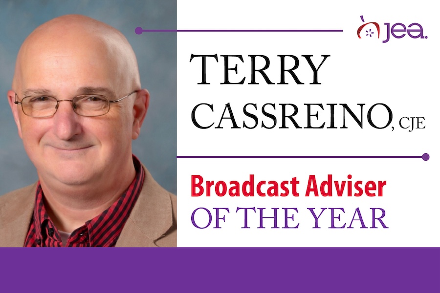 JEA Broadcast Adviser of the Year, terry Cassreino, CJE, Mugshot of Terry