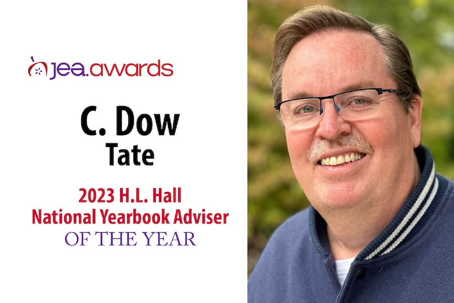 JEA Awards C. Dow Tate, 2023 H.L. Hall National Yearbook adviser of the Year, mugshot of Tate