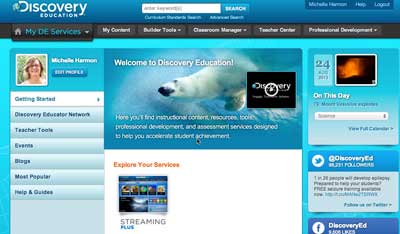 Screenshot of the Discovery Education website