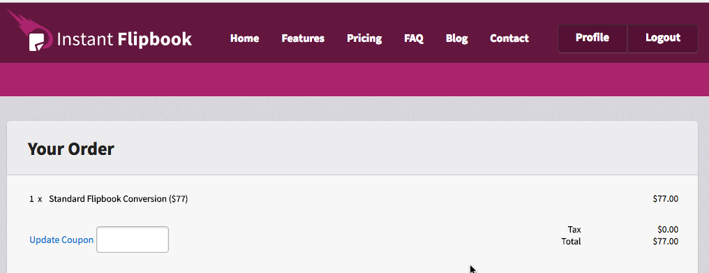 Screenshot of the Instant Flipbook site
