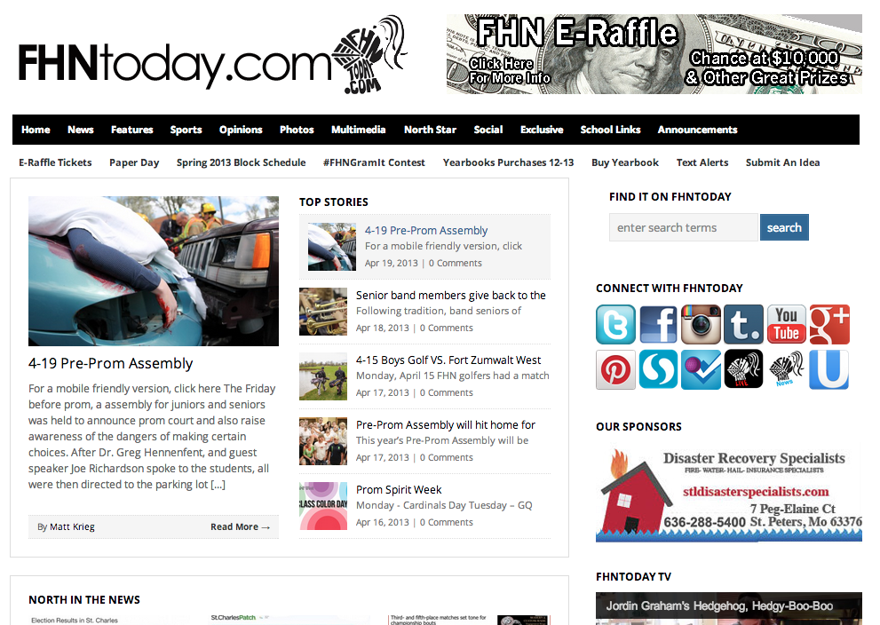 Screenshot of the amazing looking FHNtoday.com website
