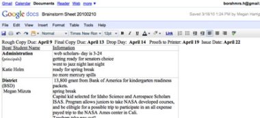 Screenshot of a google docs page