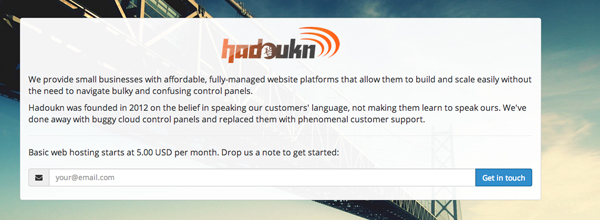 Screenshot of the Hadoukn website