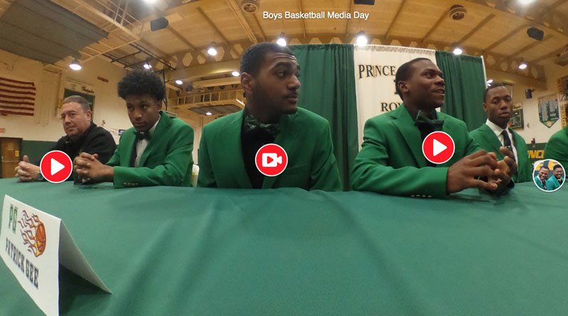 Screenshot of a video on a high school Boys basketball media day