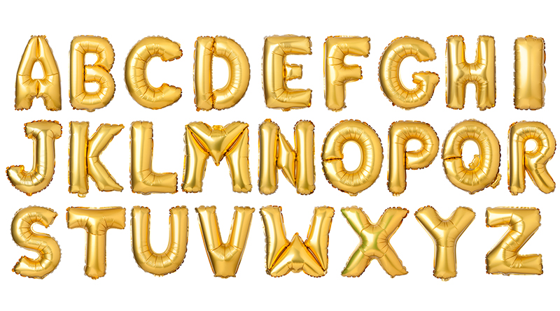 The alphabet written in balloon letters
