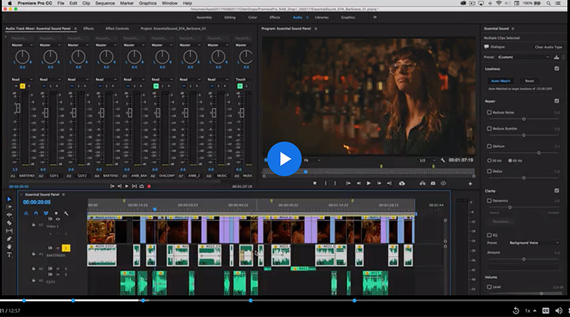 Screenshot of a video of someone using Adobe Premiere pro