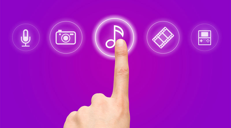 Photo of someone selecting a music note icon