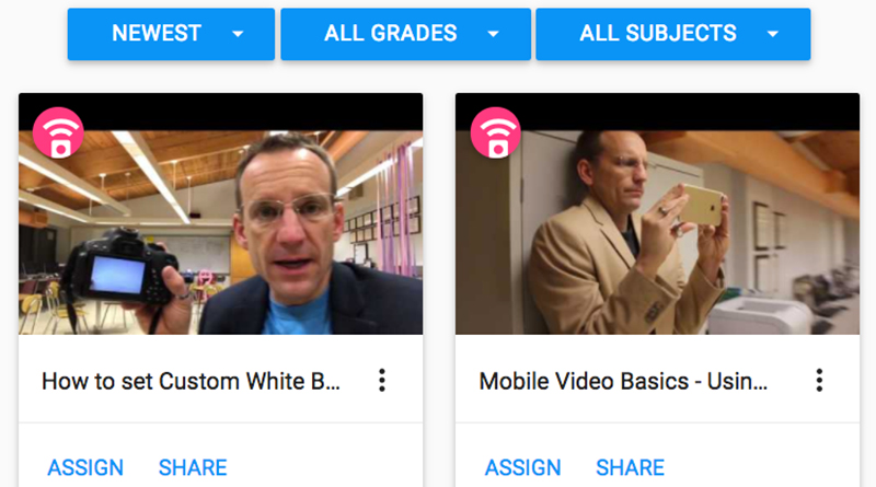 Screenshot from Playposit of Manfull giving tutorials of various subjects like how to set a custom white background or Mobile Video basics
