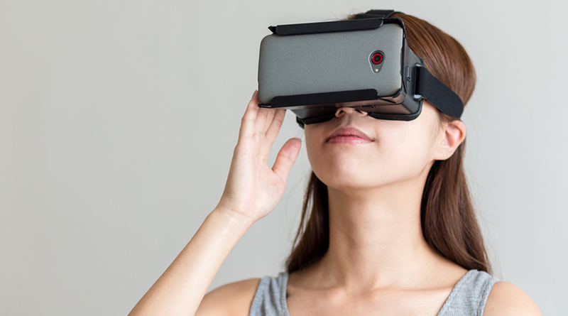Photo of someone using a VR headset
