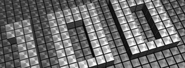 Graphic of tiles that spells 100