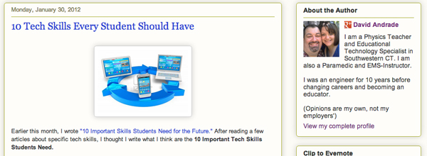 A blog post titled 10 tech skills every student should have