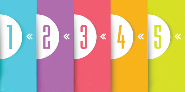 Graphic that counts 1,2,3,4,5 in different colored layers