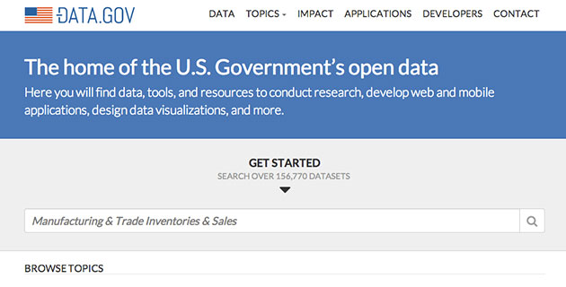 Screenshot from the Data.Gov website