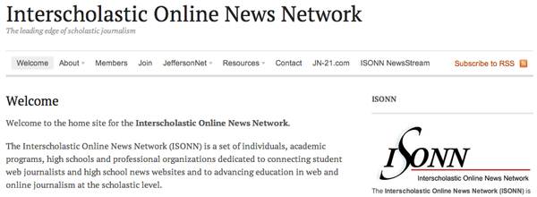 Screenshot of the Interscholastic Online News Network website