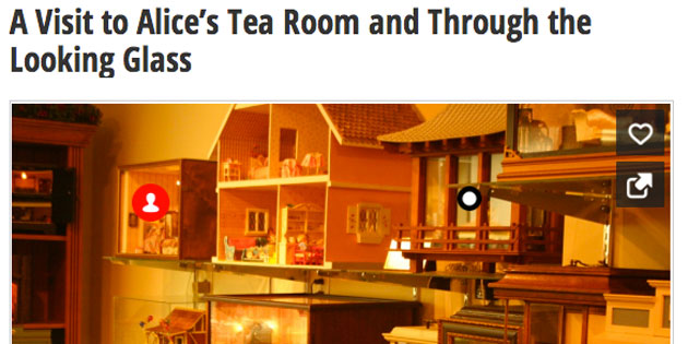 Screenshot from a video titled A visit to Alice's Tea Room and Through the Looking Glass