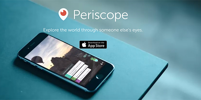 Ad from Periscope that shows a phone on a table opened to the Periscope app
