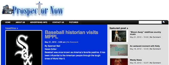 Screenshot of the Prospector Now website