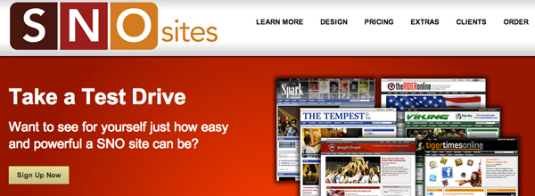 Screenshot of the SNO website