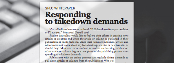 Screenshot of a blog post from the SPLC site titled Responding to takedown Demands