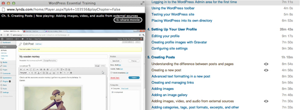 Screenshot of the Lynda.com website