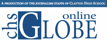 The CHS online Globe logo that reads A production of the journalism staffers at Clayton High School