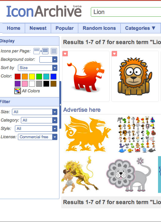 Screenshot of the IconArchive website