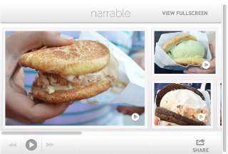Screenshot from the Narrable website of videos of desserts