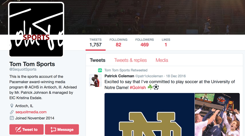 Screenshot of the Tom Tom Sports Twitter Page