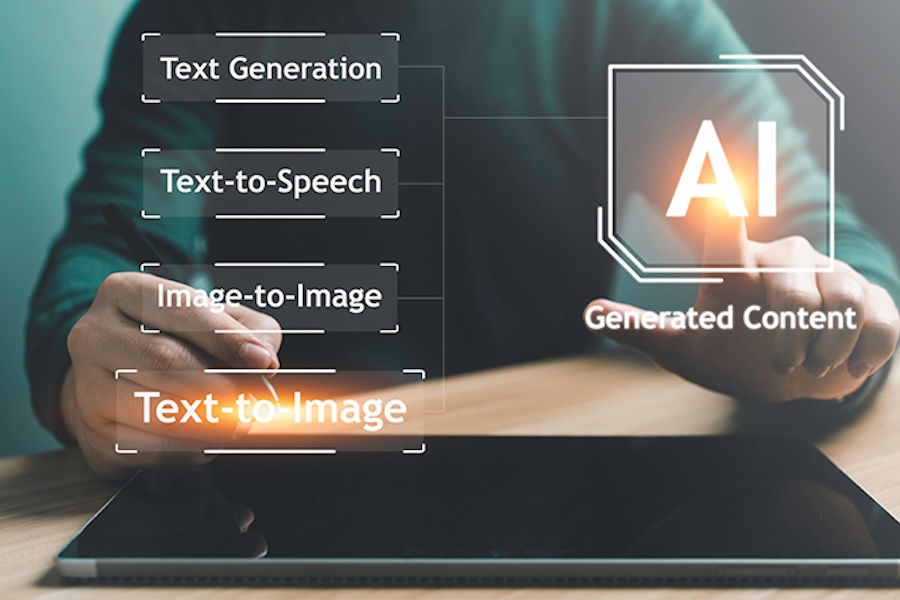 A user selects Text-to-image and AI generated content 3D buttons and does not select image to image, text to speech, text generation