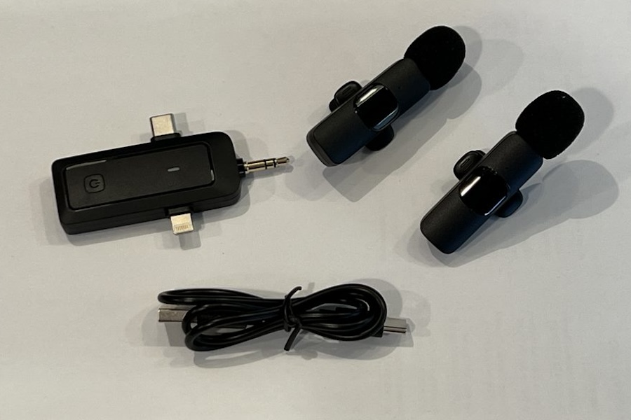 Photo of a wireless microphone and a adapter