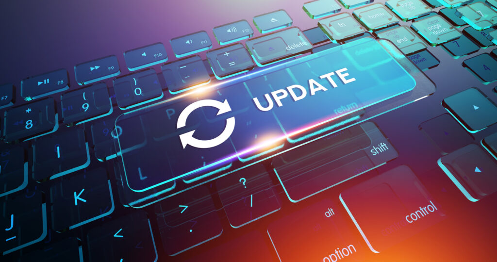 Close up image of a digital keyboard with a "Update" button highlighted