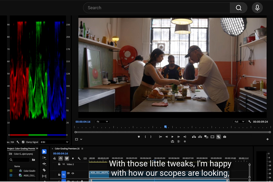 Decorative image of an Adobe Premiere Color Grading Edit window